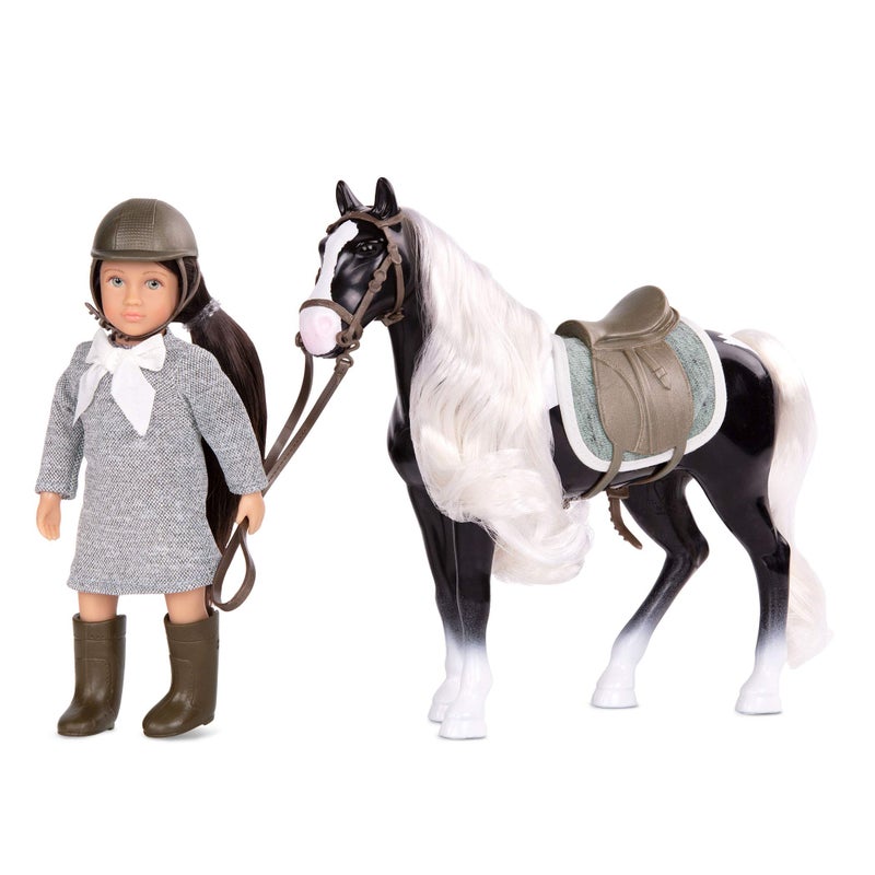 Lori â€“ Mini Doll & Toy Horse â€“ Small 6-Inch Doll & Gypsy Vanner Horse â€“ Set with Clothes, Animal & Accessories â€“ Playset for Kids â€“ Ansley & Arabel â€“ 3+ Years - Image 1